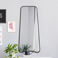 The Coartans - New Black Metal Wall Mirror with Arched Base and Tapered Frame 48" X 23" (122CM X 58CM).