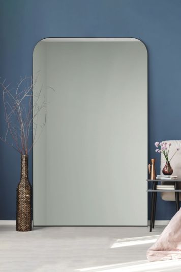 The Colt - Black Metal Framed Large Portrait Mirror with Curved Corners to the Top! 78" X 48" (200cm X 120cm)